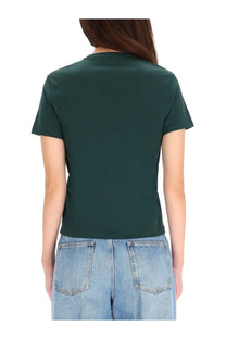 Gucci women’s dark green short-sleeved shirt with a simple crew neck design perfect for casual wear