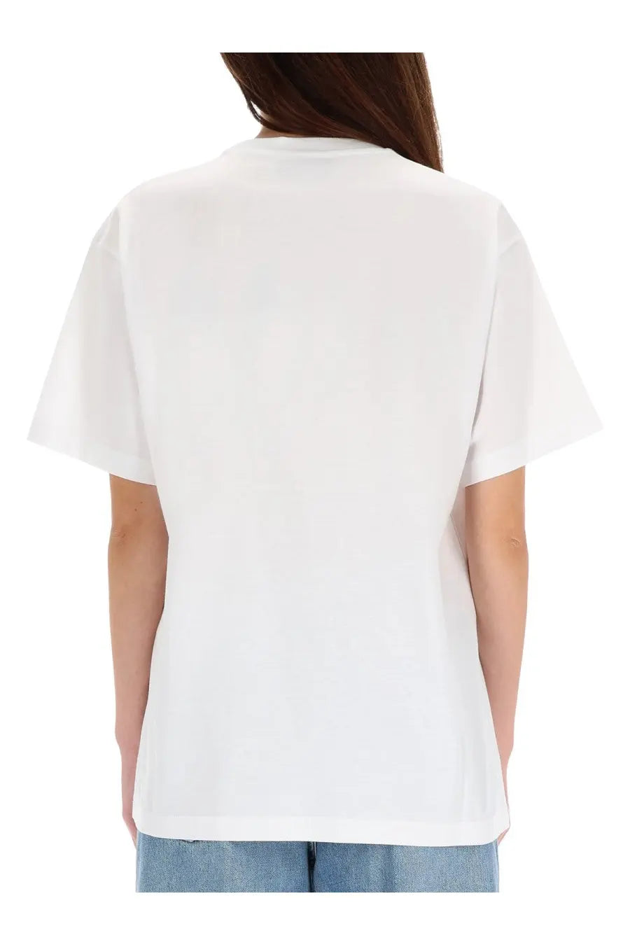 Gucci women’s white oversized cotton t-shirt with relaxed fit and short sleeves