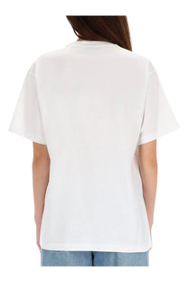 Gucci women’s white oversized cotton t-shirt with relaxed fit and short sleeves