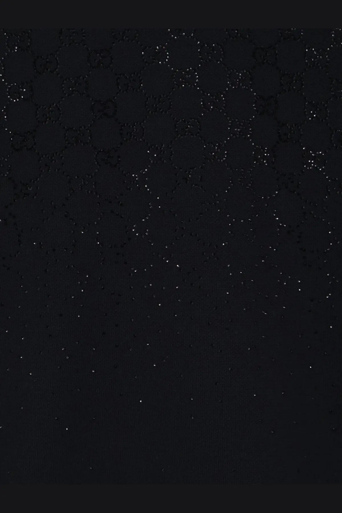 Black gucci women’s short wool dress featuring a repeating interlocking g logo pattern with a subtle glittery texture