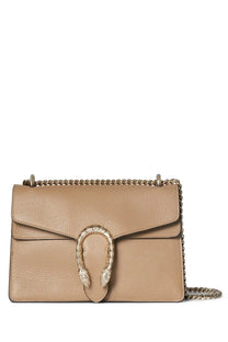 Beige textured leather gucci dionysus medium shoulder bag with gold tone chain strap and double g buckle