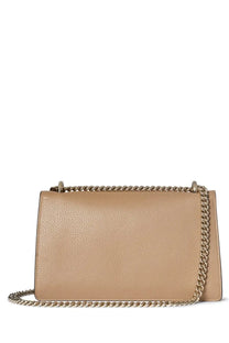 Beige textured leather gucci women’s dionysus medium crossbody bag with gold-tone chain strap