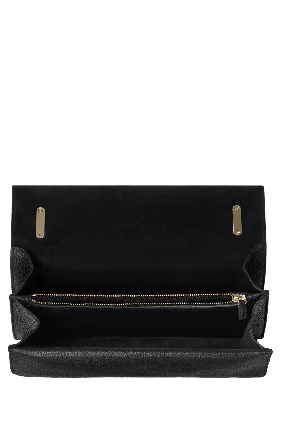 Gucci women’s shoulder bag Dionysus medium black leather clutch with gold-tone hardware and zippered interior