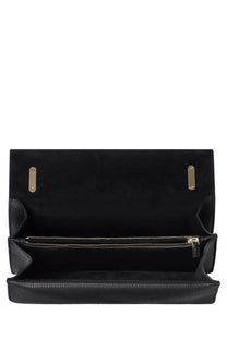 Gucci women’s shoulder bag Dionysus medium black leather clutch with gold-tone hardware and zippered interior