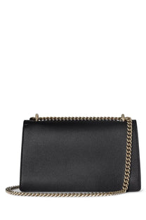Gucci women’s shoulder bag Dionysus medium black textured leather crossbody bag with gold-tone chain strap