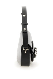 Black and silver leather Gucci women’s shoulder bag with sleek structured design and metallic horsebit hardware accents