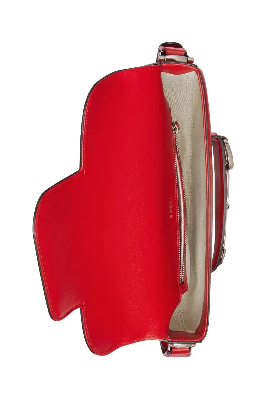Red Gucci women’s shoulder bag horsebit small size with sleek structured design and metallic hardware accents