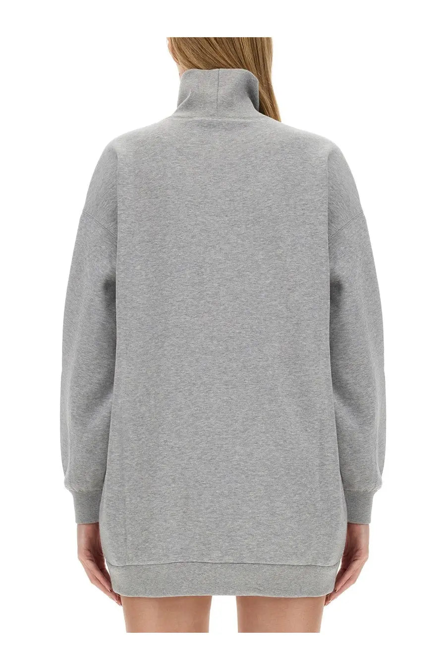Gucci women’s gray heathered sweatshirt dress with high collar and relaxed fit in soft cotton fabric