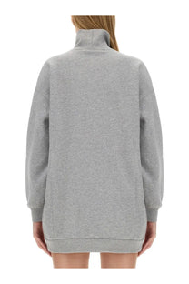 Gucci women’s gray heathered sweatshirt dress with high collar and relaxed fit in soft cotton fabric
