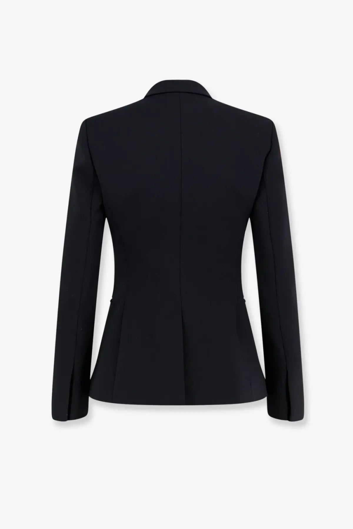 Gucci women’s technical wool blazer black with a sleek structured silhouette and subtle waist pleating