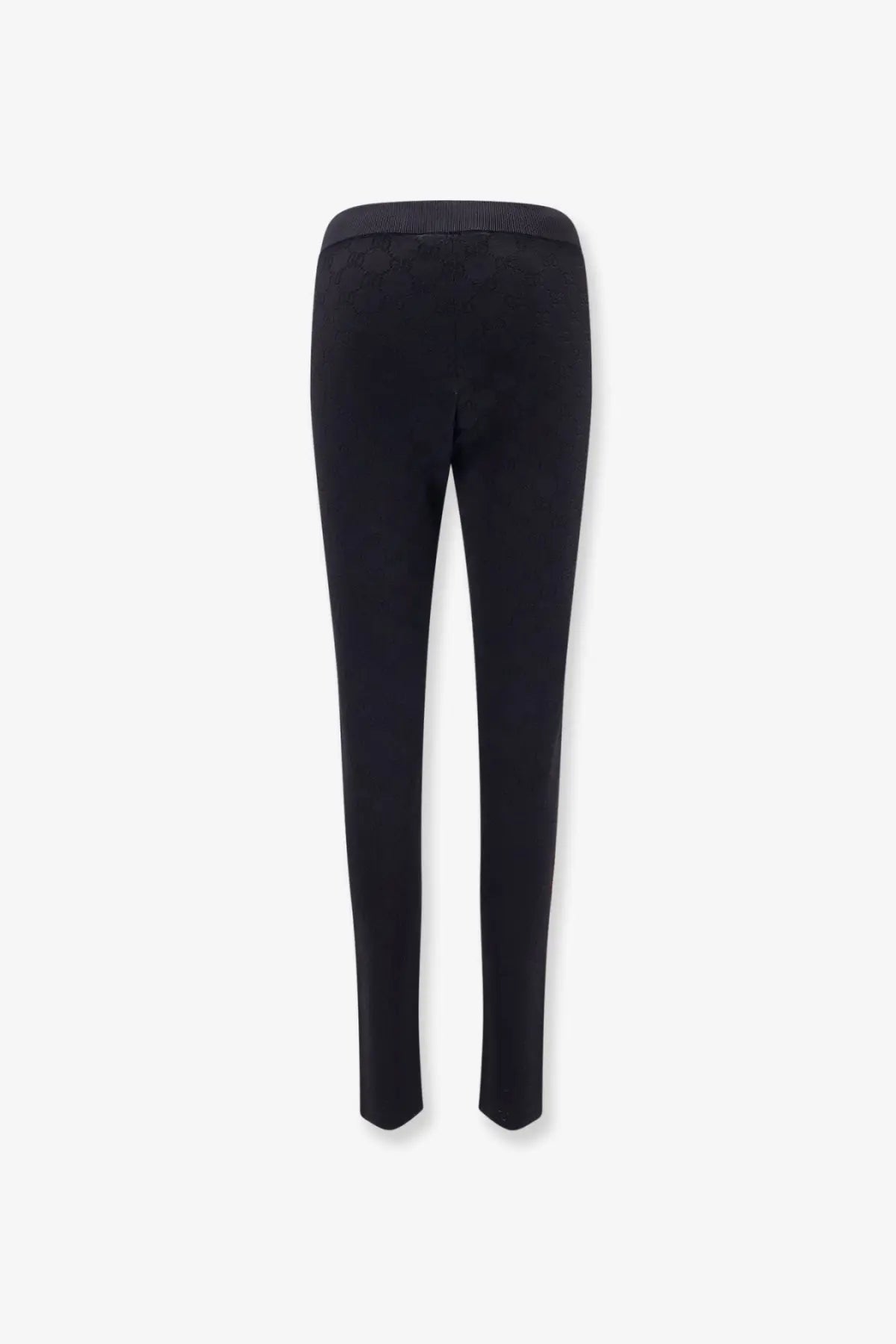 Gucci women’s black viscose blend slim-fit leggings with stretchy elastic waistband shown from the back side