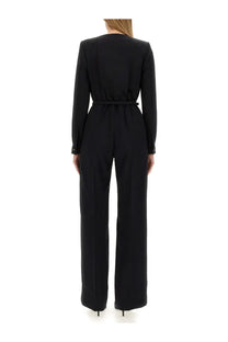 Gucci women’s black viscose jumpsuit with long sleeves belted waist and wide-leg pants for stylish comfort