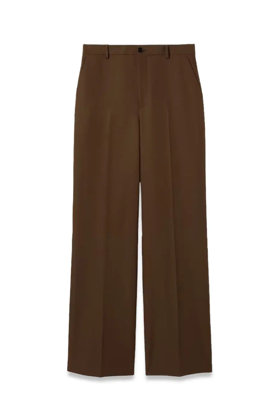 Gucci women’s brown wide leg trousers with sleek tailored fit and subtle front pleats in high-quality fabric