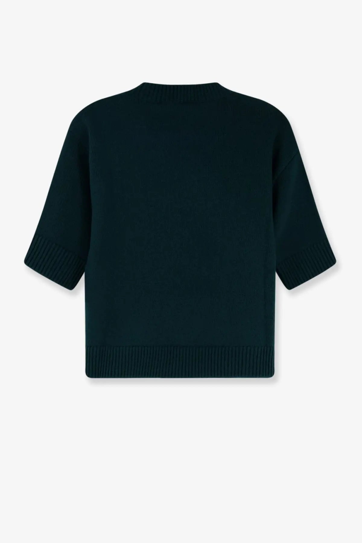 Gucci women’s wool sweater in dark green knit with ribbed cuffs and hem