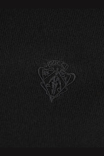 Black gucci logo embroidered on textured wool fabric of gucci womens wool turtleneck in black