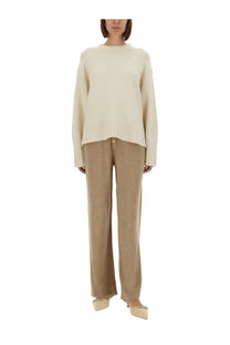 Guest in residence women’s cozy crew shirt beige cream oversized knit sweater with ribbed hem and cuffs