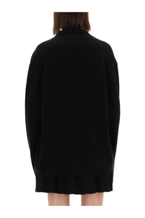 Guest in residence women’s everywear cardigan black oversized knit sweater with high collar and pleated hem