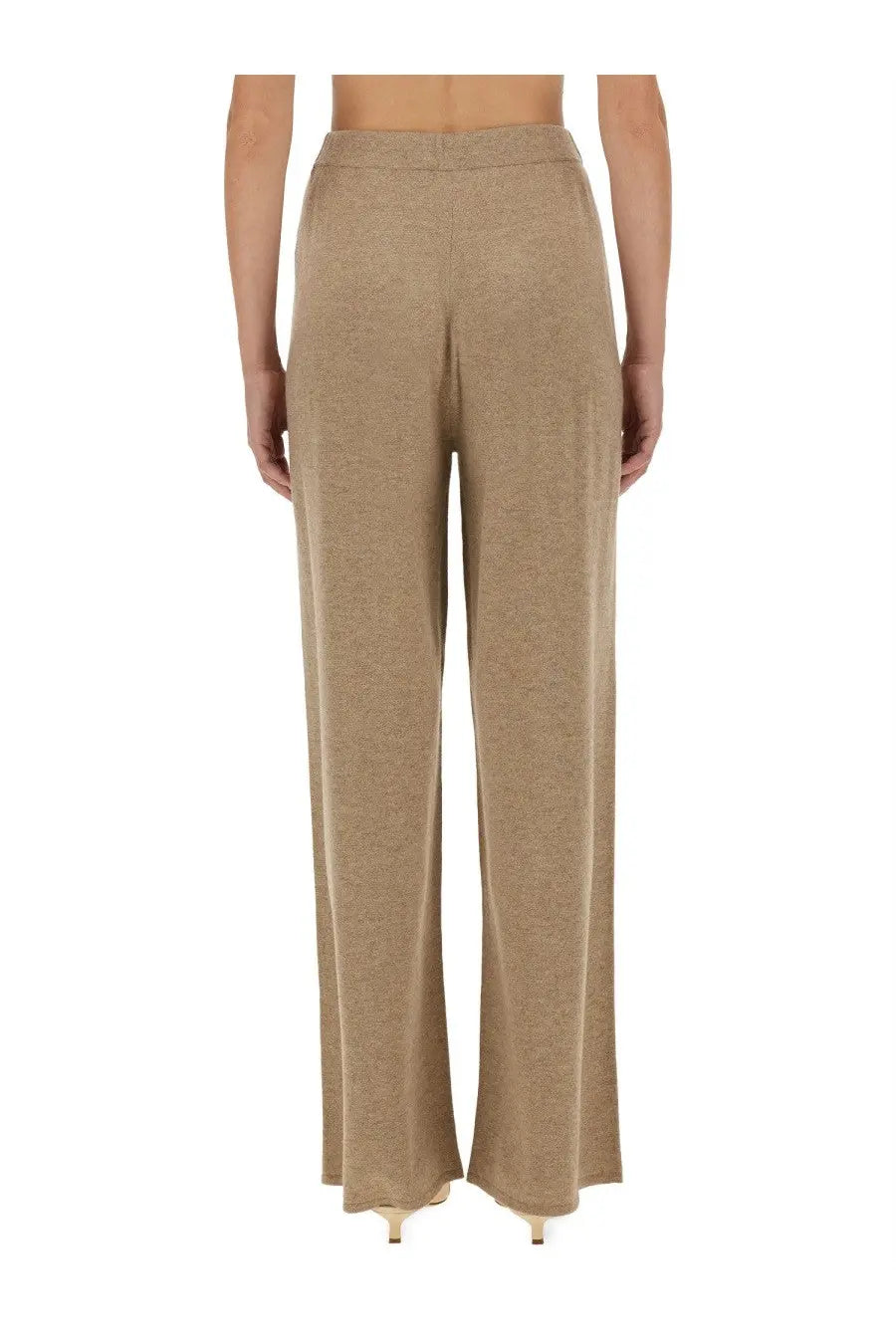Guest In residence women’s beige wide-leg pants with subtle textured fabric and high waist for versatile wear