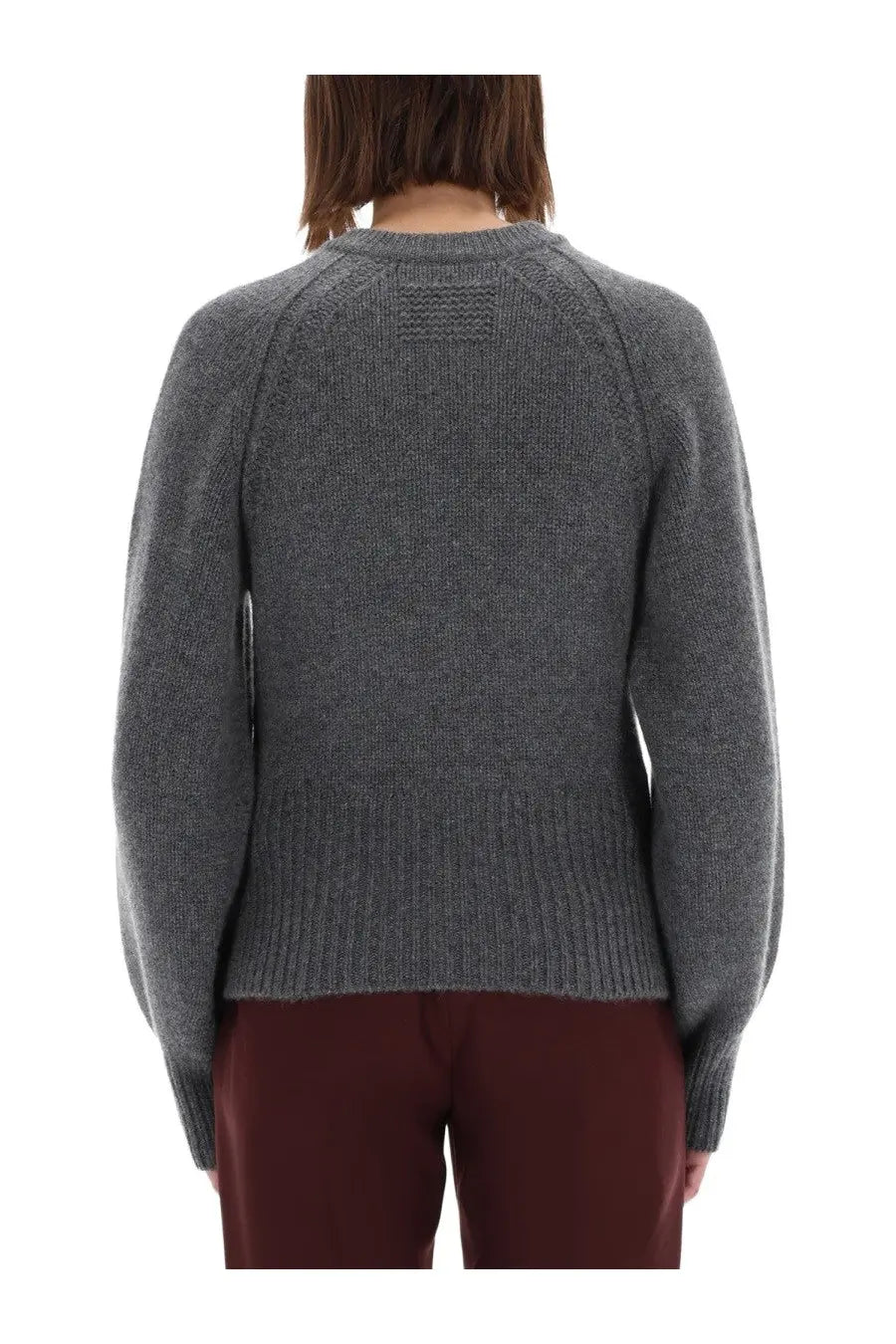 Guest in residence women’s sculpted cardigan grey knit sweater with ribbed cuffs and hem in textured fabric