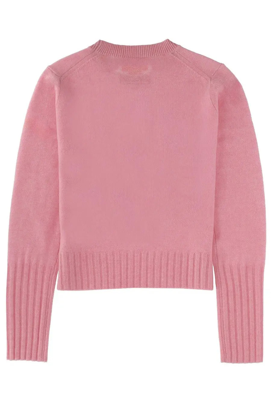 A soft pink ribbed knit sweater with crew neck and long sleeves from guest in residence womens shrunken crew jersey blue
