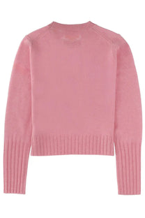 A soft pink ribbed knit sweater with crew neck and long sleeves from guest in residence womens shrunken crew jersey blue