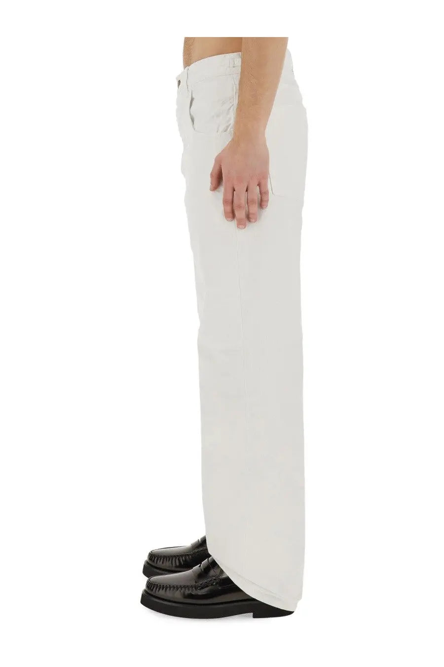 Haikure men’s jeans logan white white wide-leg denim trousers with a clean minimalist design front view