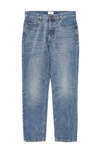 Haikure men’s jeans tokyo blue blue denim with faded worn texture and classic five-pocket design