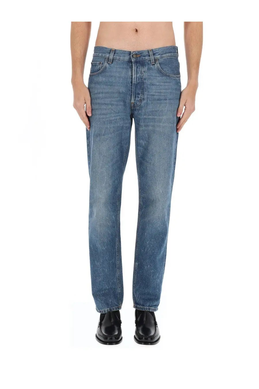 Haikure men’s jeans Tokyo Blue medium-wash blue denim with straight-leg cut and classic five-pocket design