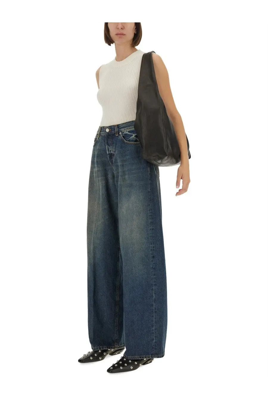 Haikure women’s Bethany jeans in dark blue wide-leg denim with a relaxed straight-cut silhouette