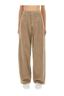 Haikure women’s pants bethany beige tan corduroy wide-leg high waist with classic five-pocket design