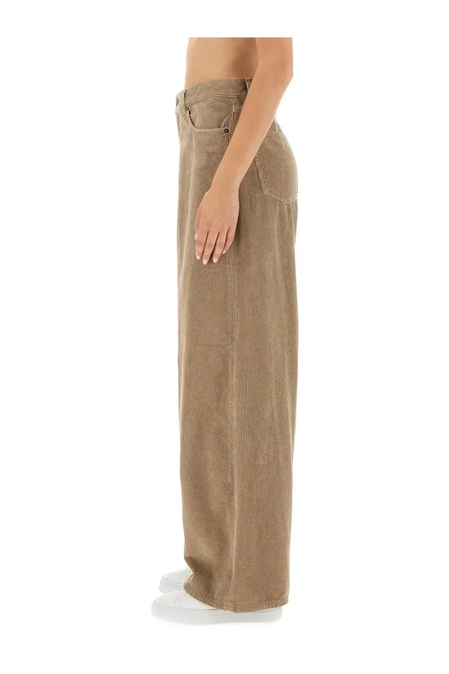 Haikure women’s pants bethany beige tan corduroy wide-leg pants with relaxed fit and classic five-pocket design