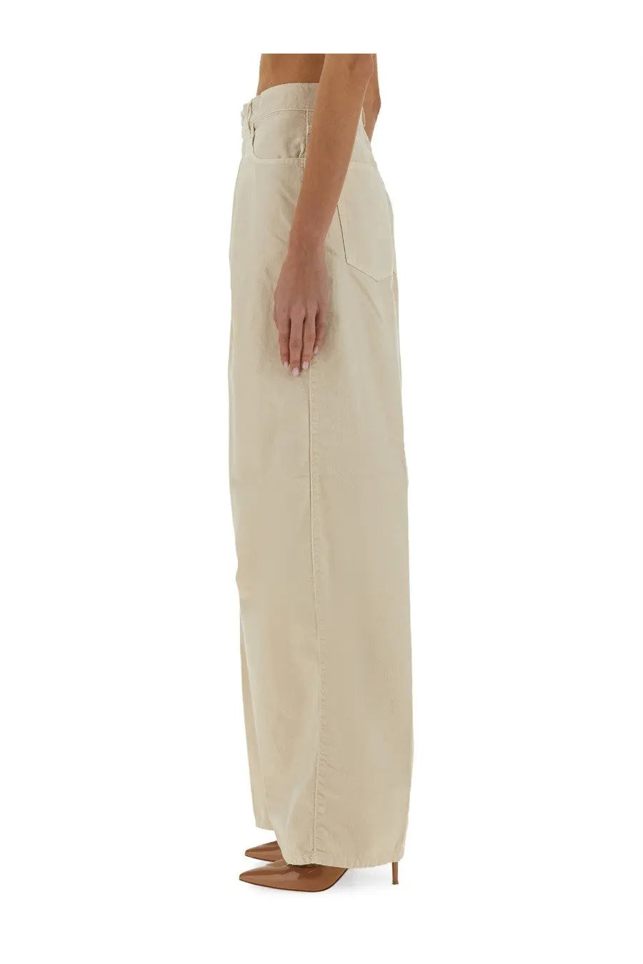 Haikure women’s wide leg jeans in beige with high waist and minimalist design in soft denim fabric