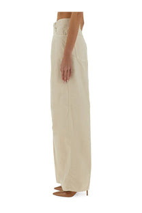 Haikure women’s wide leg jeans in beige with high waist and minimalist design in soft denim fabric