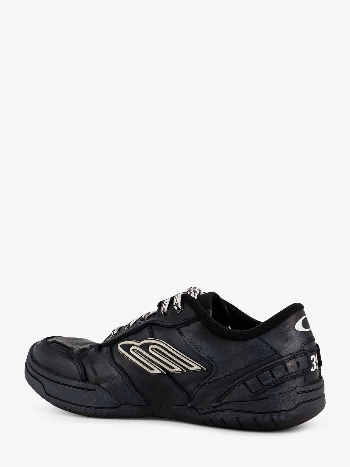 Balenciaga Men's Hamptons Worn Out Low Top Leather Sneakers Black