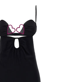 Nensi Dojaka Heart Bra Long Dress Black
