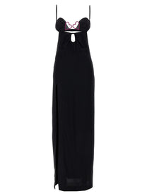 Nensi Dojaka Heart Bra Long Dress Black