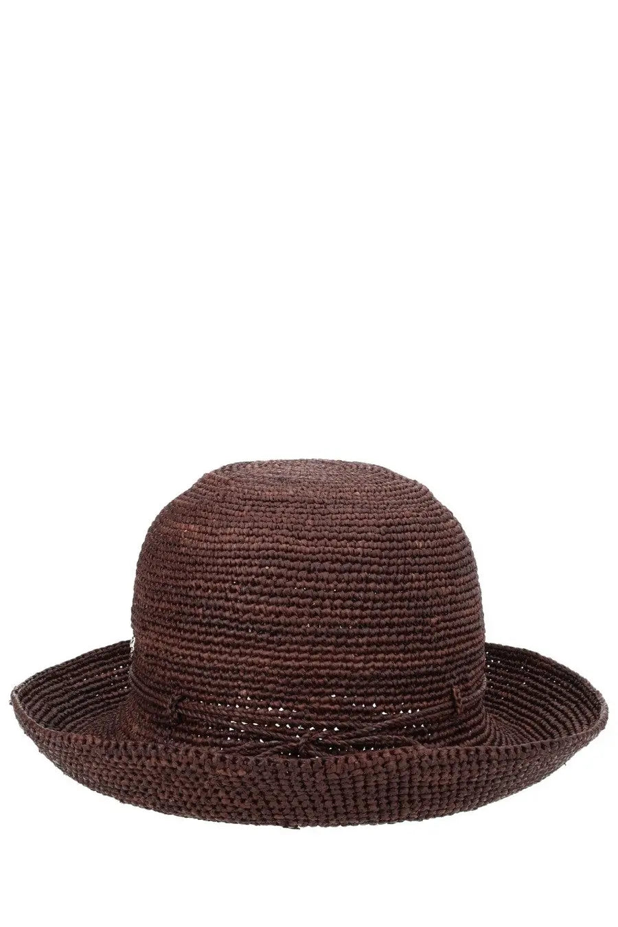 Helen Kaminski women’s cappello provence brown woven straw hat with wide brim and subtle tied ribbon around the crown