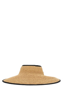 Helen Kaminski women’s beige straw sun hat with black trim ideal for stylish sun protection