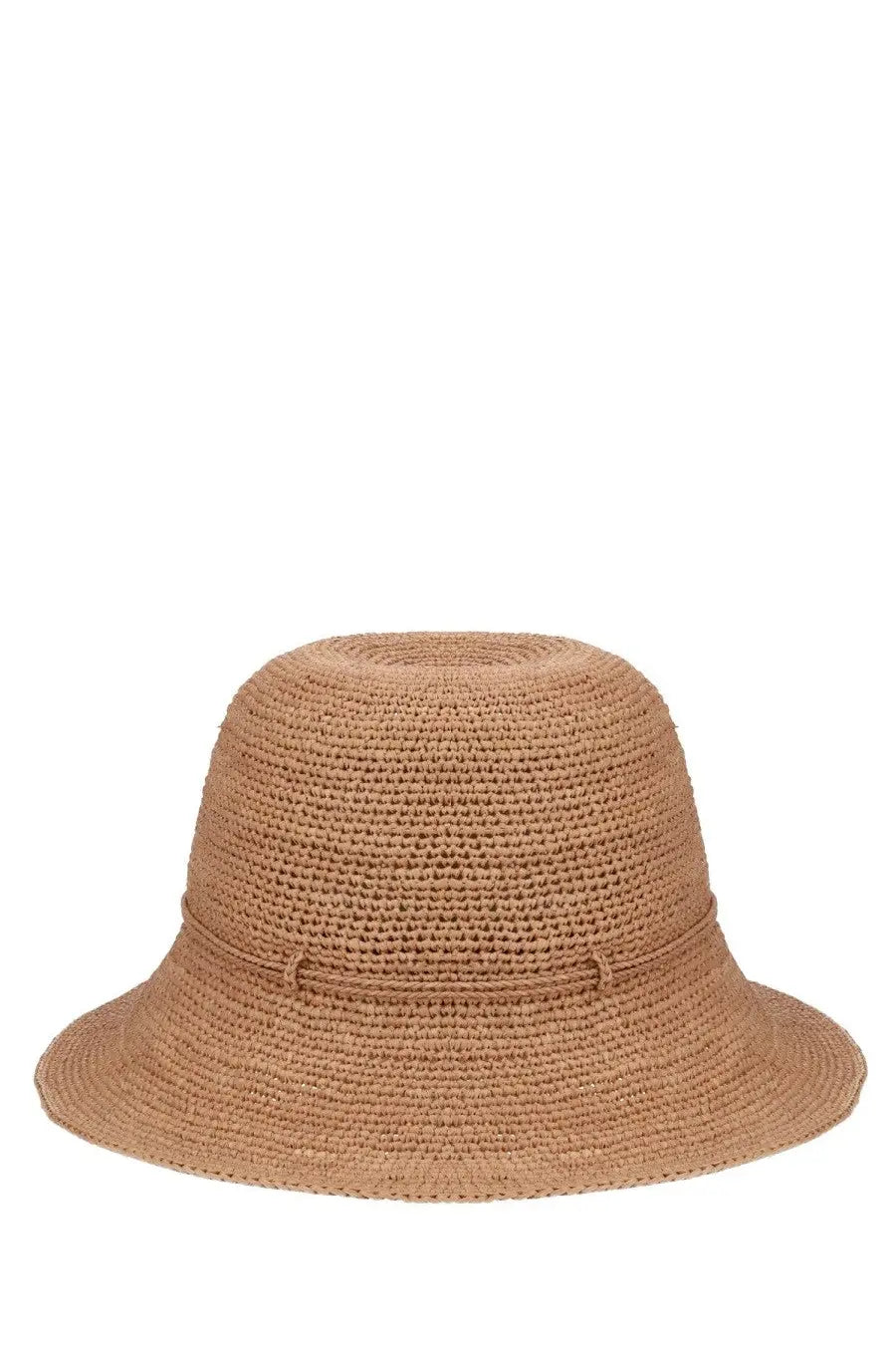 Helen Kaminski women’s villa hat beige woven straw bucket hat with wide brim and subtle horizontal band detail