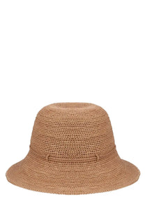 Helen Kaminski women’s villa hat beige woven straw bucket hat with wide brim and subtle horizontal band detail