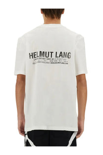 White helmut lang men’s t-shirt with black printed text on the back limited edition cotton shirt