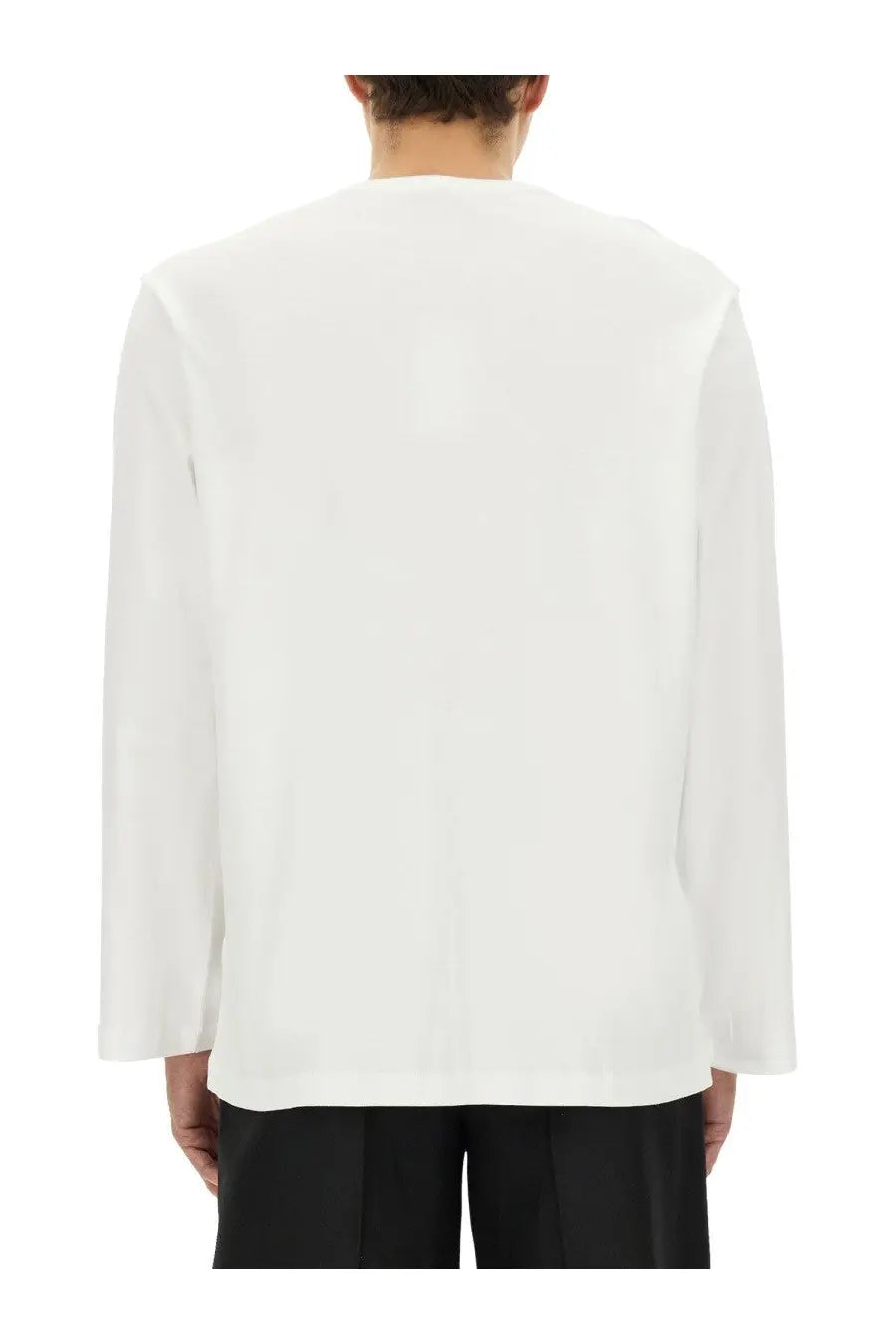 Helmut Lang men’s white long-sleeved shirt with minimalist design made from lightweight fabric