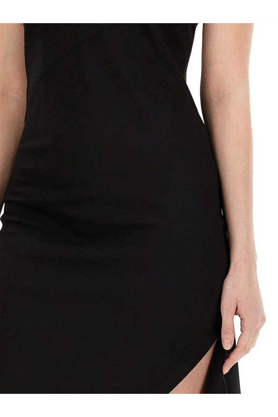 Helmut lang women’s black satin slip dress with high slit featuring sleek and elegant design for evening wear