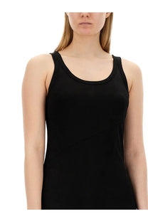 Helmut Lang women’s black jersey camisole dress with a sleeveless tank top style and smooth form-fitting fabric