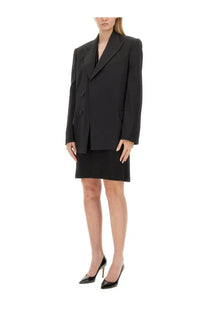 Helmut Lang women’s black double-breasted blazer with structured shoulders and tailored oversize fit