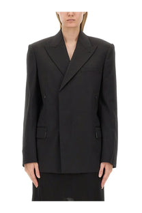 Helmut Lang women’s oversize fit jacket black with a modern oversized silhouette and clean lines in structured fabric