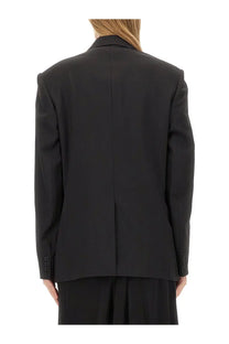 Helmut Lang women’s oversize fit black tailored blazer with structured silhouette and three-button cuffs