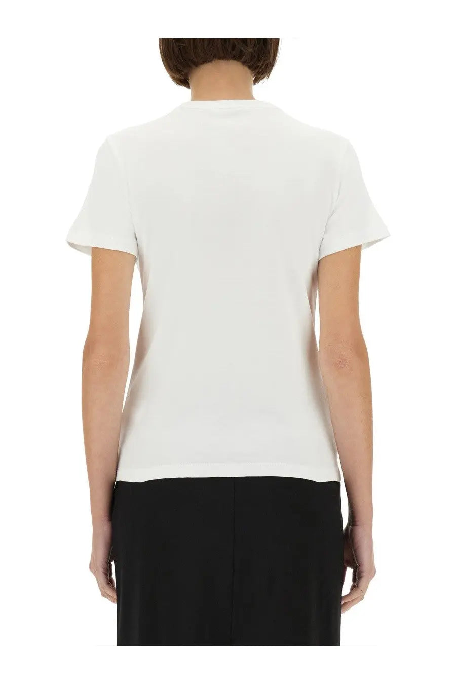 Helmut Lang women’s white short-sleeved crew neck t-shirt made from soft breathable fabric for casual wear