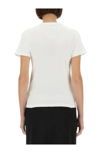 Helmut Lang women’s white short-sleeved crew neck t-shirt made from soft breathable fabric for casual wear