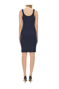 Helmut lang women’s navy blue sleeveless fitted tank dress with thin straps and rounded neckline